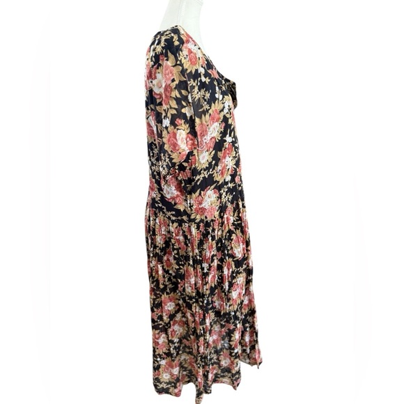Vintage S. ROBERTS Floral Maxi Dress Size 22/24,Broomstick Pleating, Button Down - Picture 3 of 9